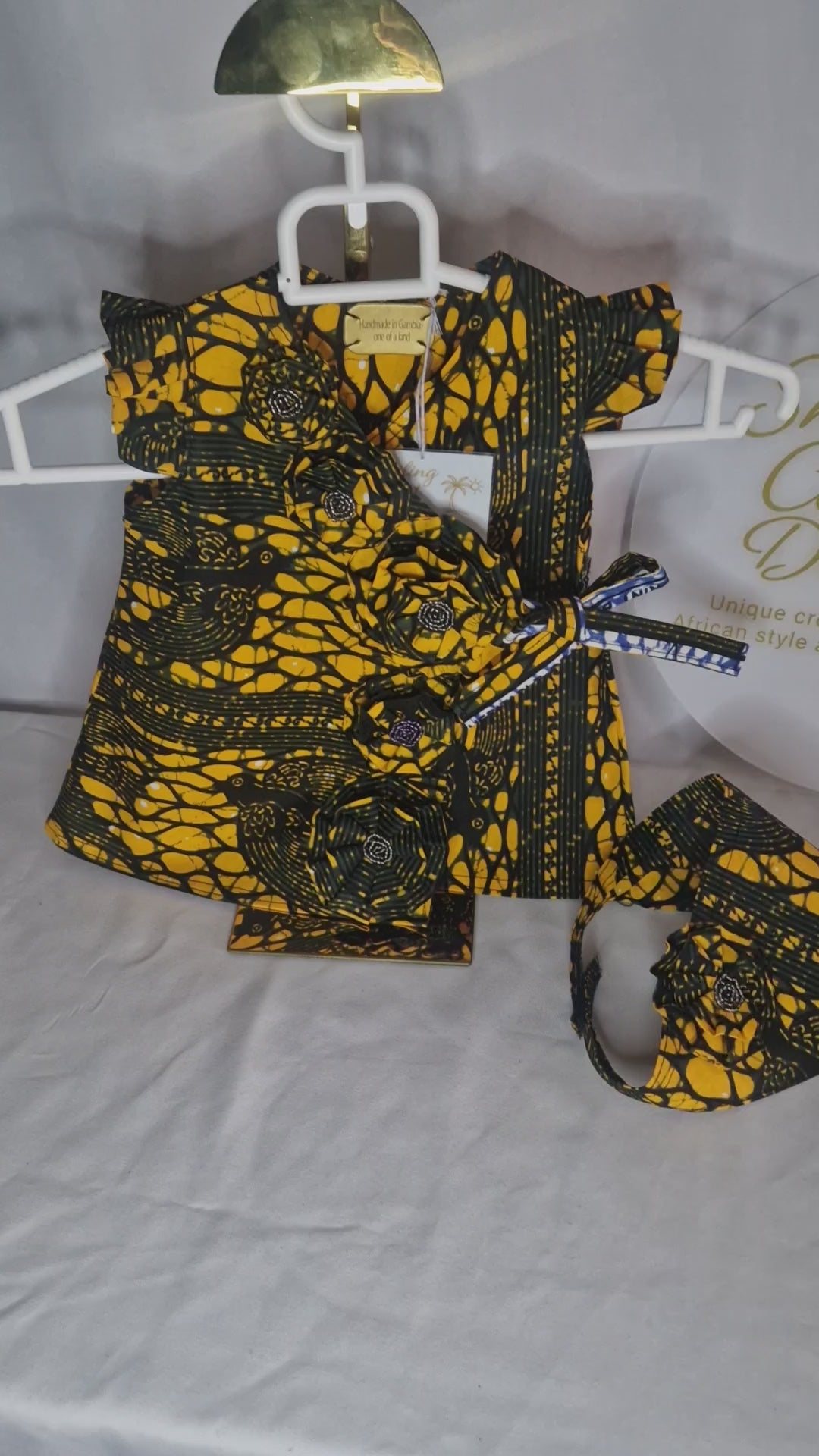 African waxprint Baby Pearl Dress & Headband Set(399kr)