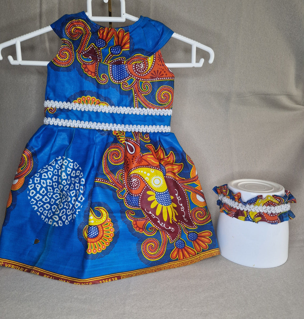 African Baby Dress – 12 Months | Blue Wax Print Dress(499kr)