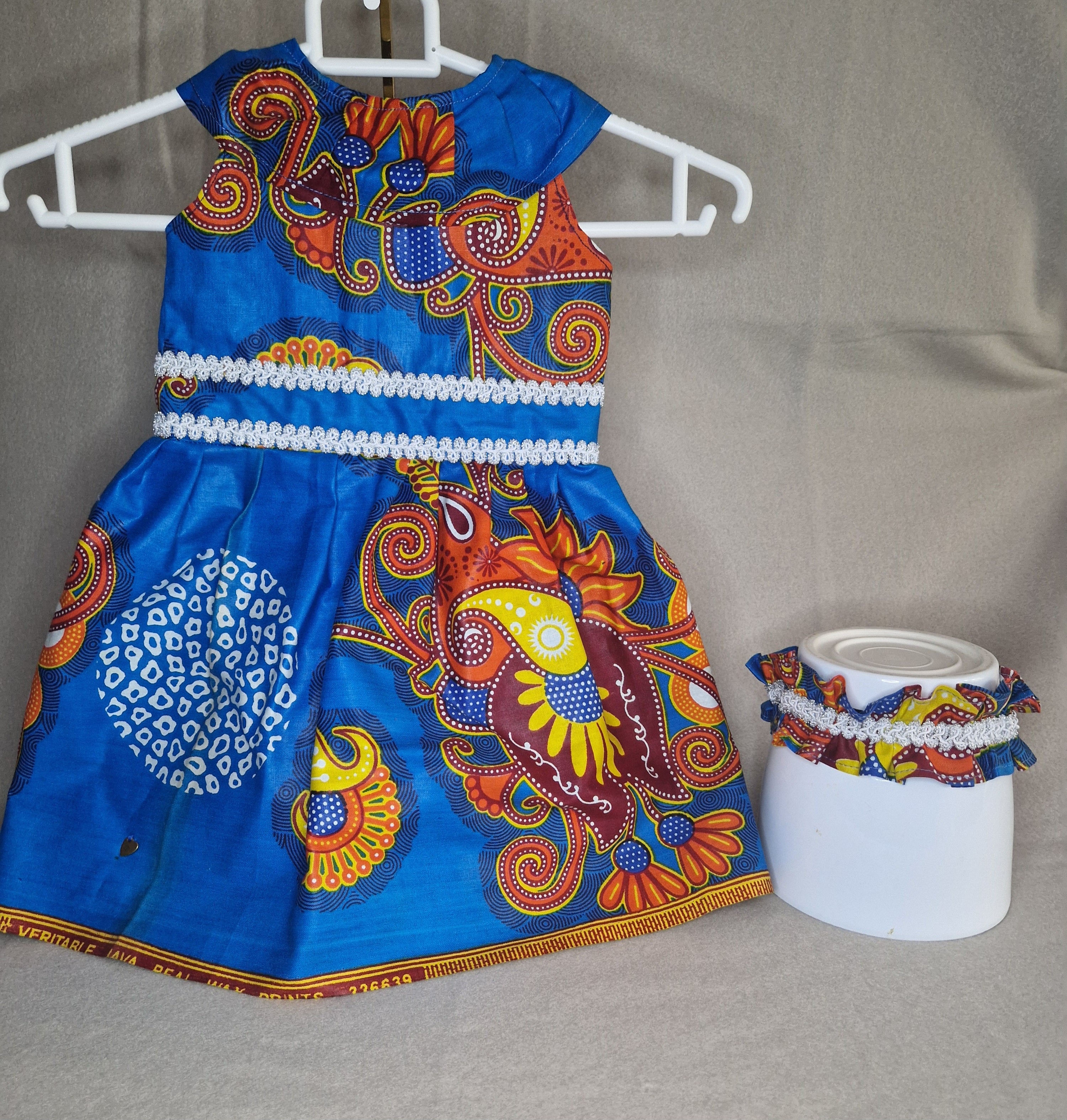 African Baby Dress – 12 Months | Blue Wax Print Dress(499kr)