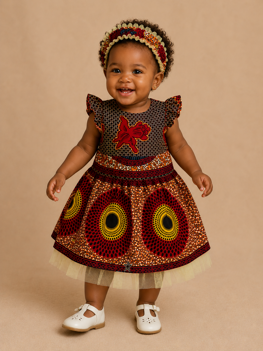 African Wax Print Toddler Dress with Matching Headband – 12–18 Months(549 kr)