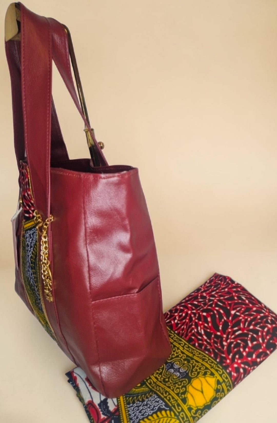 African waxprint/Vegan Leather -Shopper bag (995 kr)