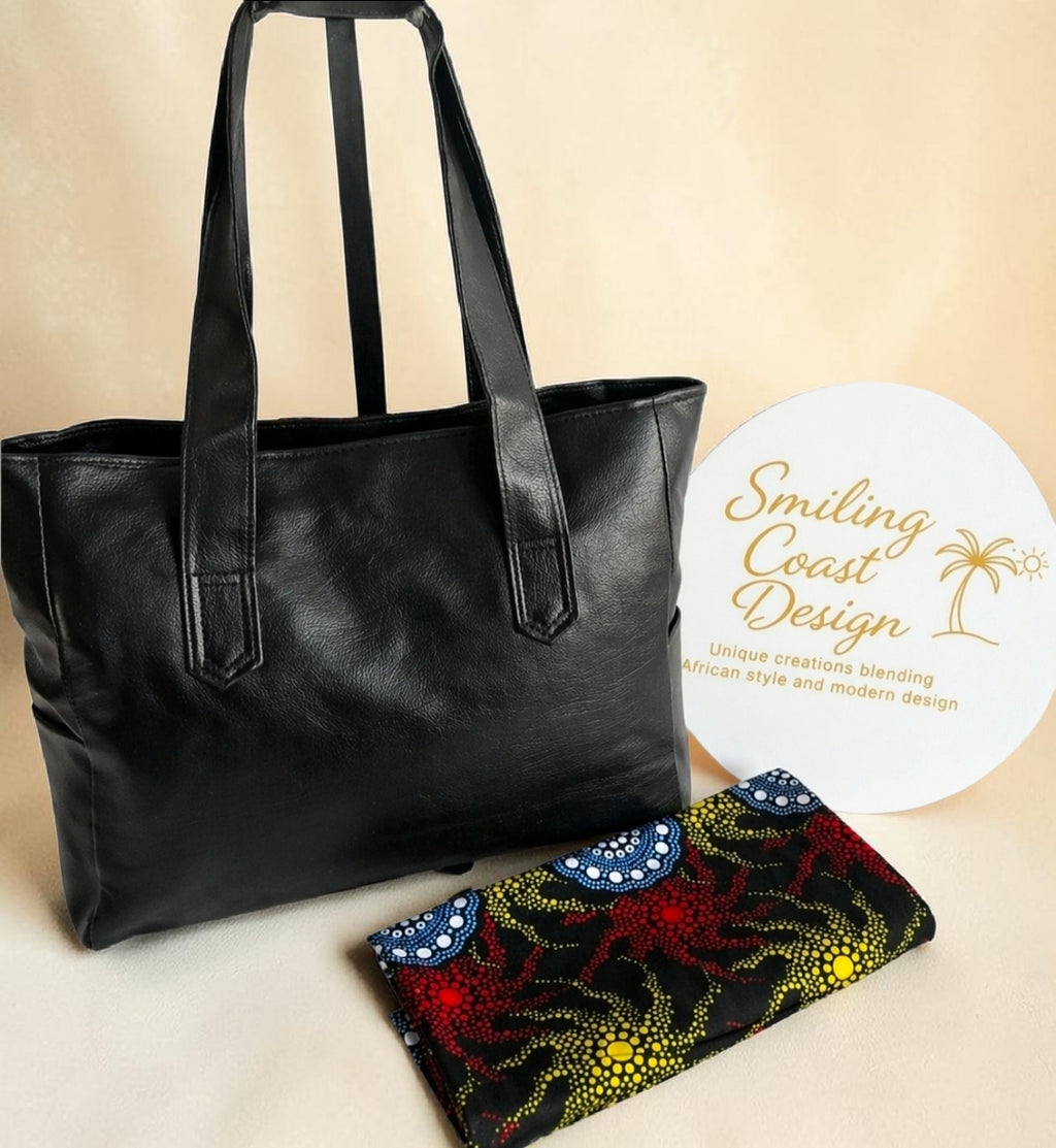 African waxprint/Vegan Leather Shopper bag (995 kr)