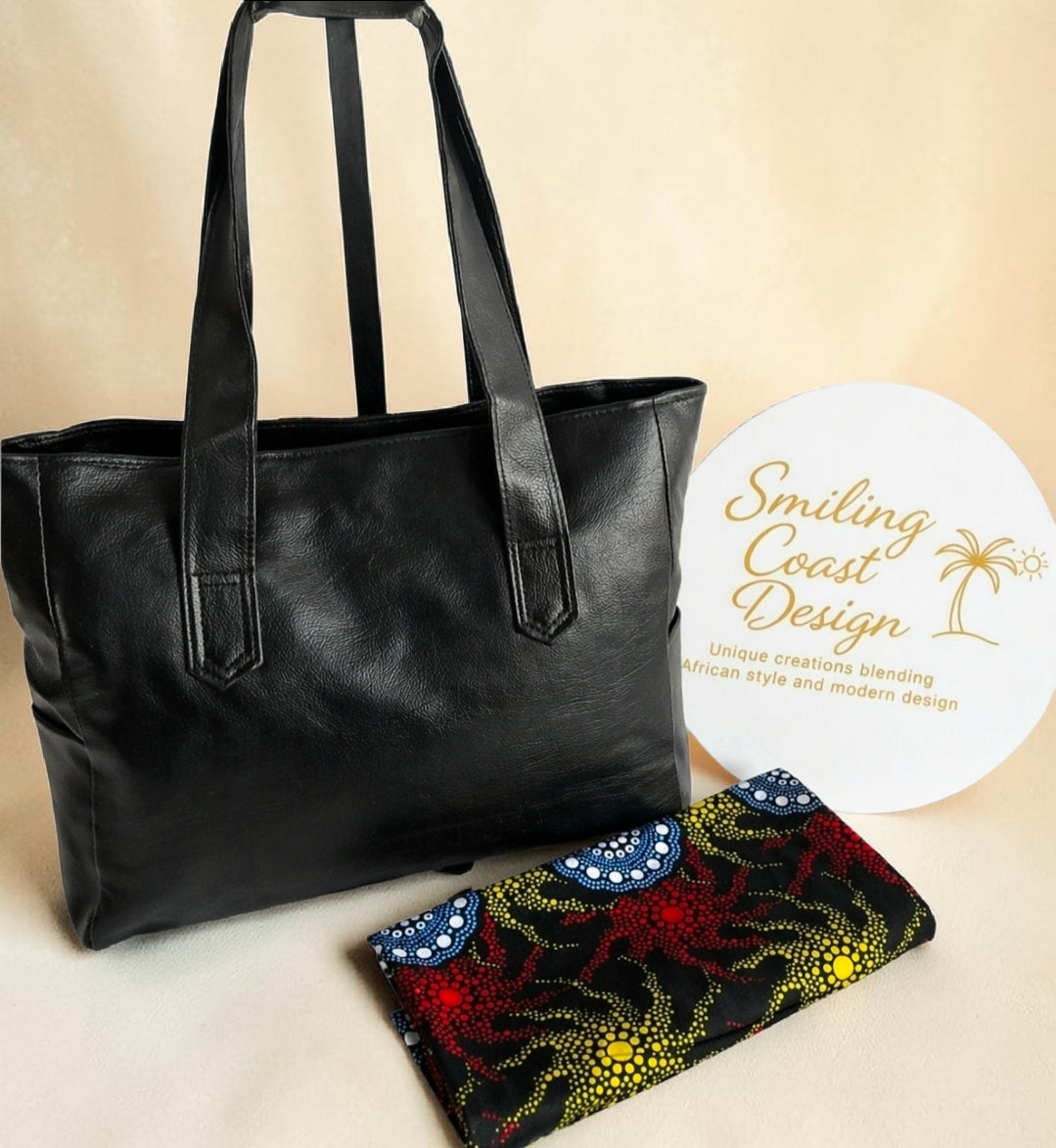 African waxprint/Vegan Leather Shopper bag (995 kr)