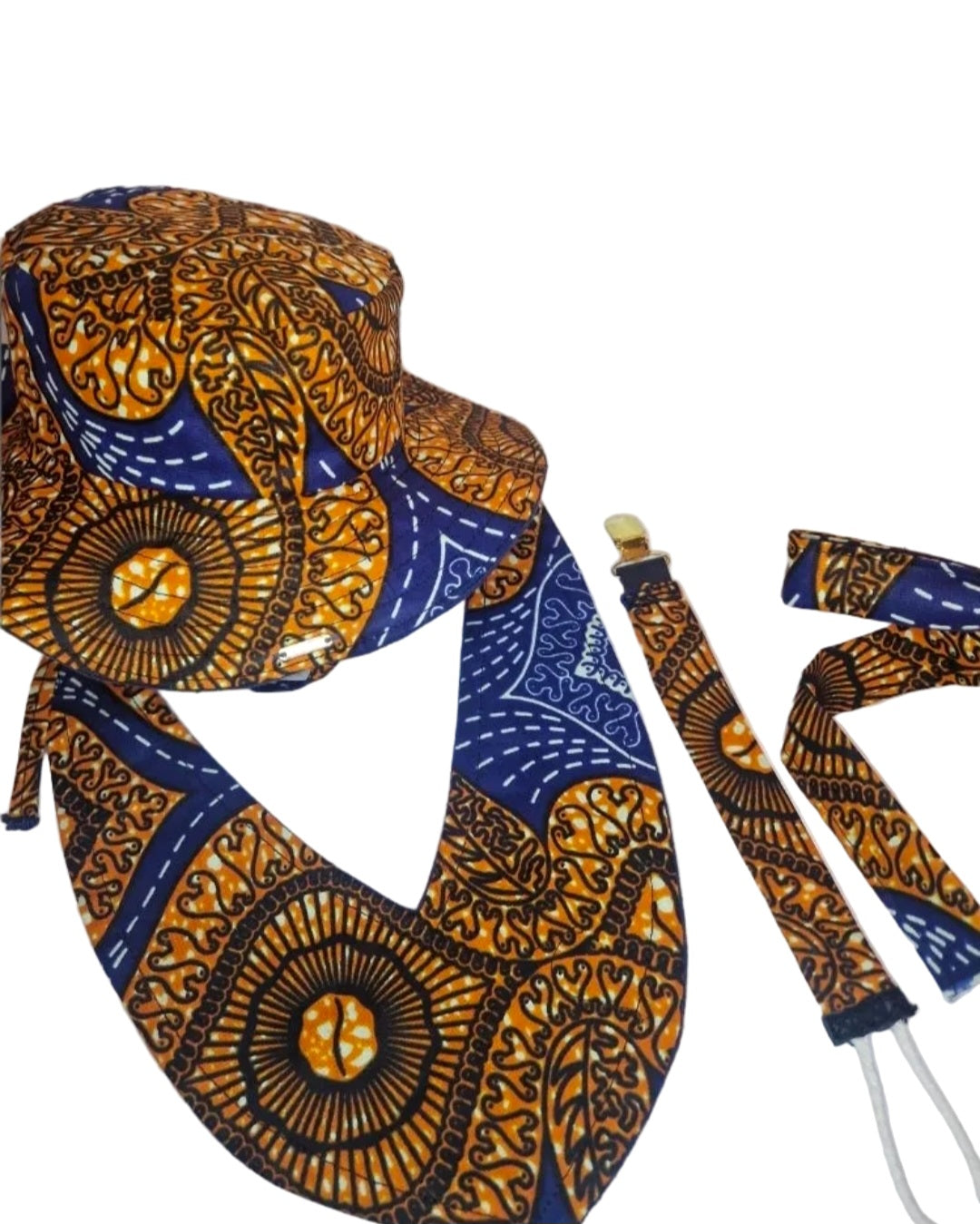 African Wax Print Baby set –  Sun Hat, Bib & Pacifier Clip(499 kr)