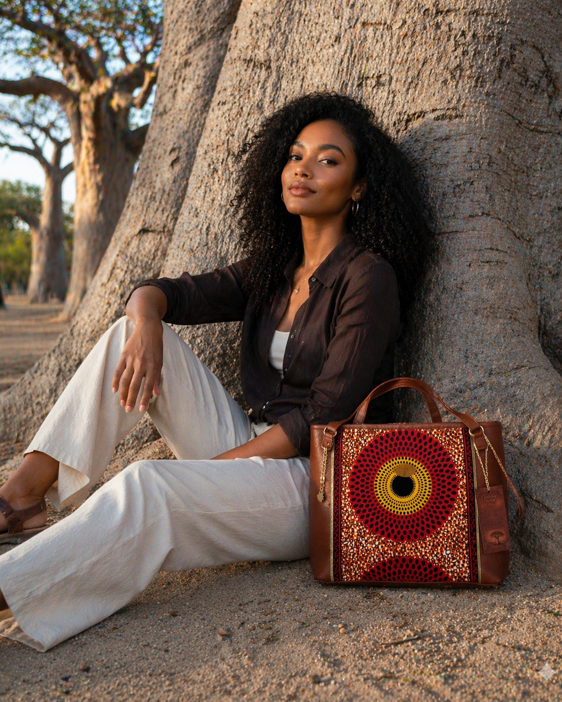 African waxprint/Vegan lether totebag(1395 kr)