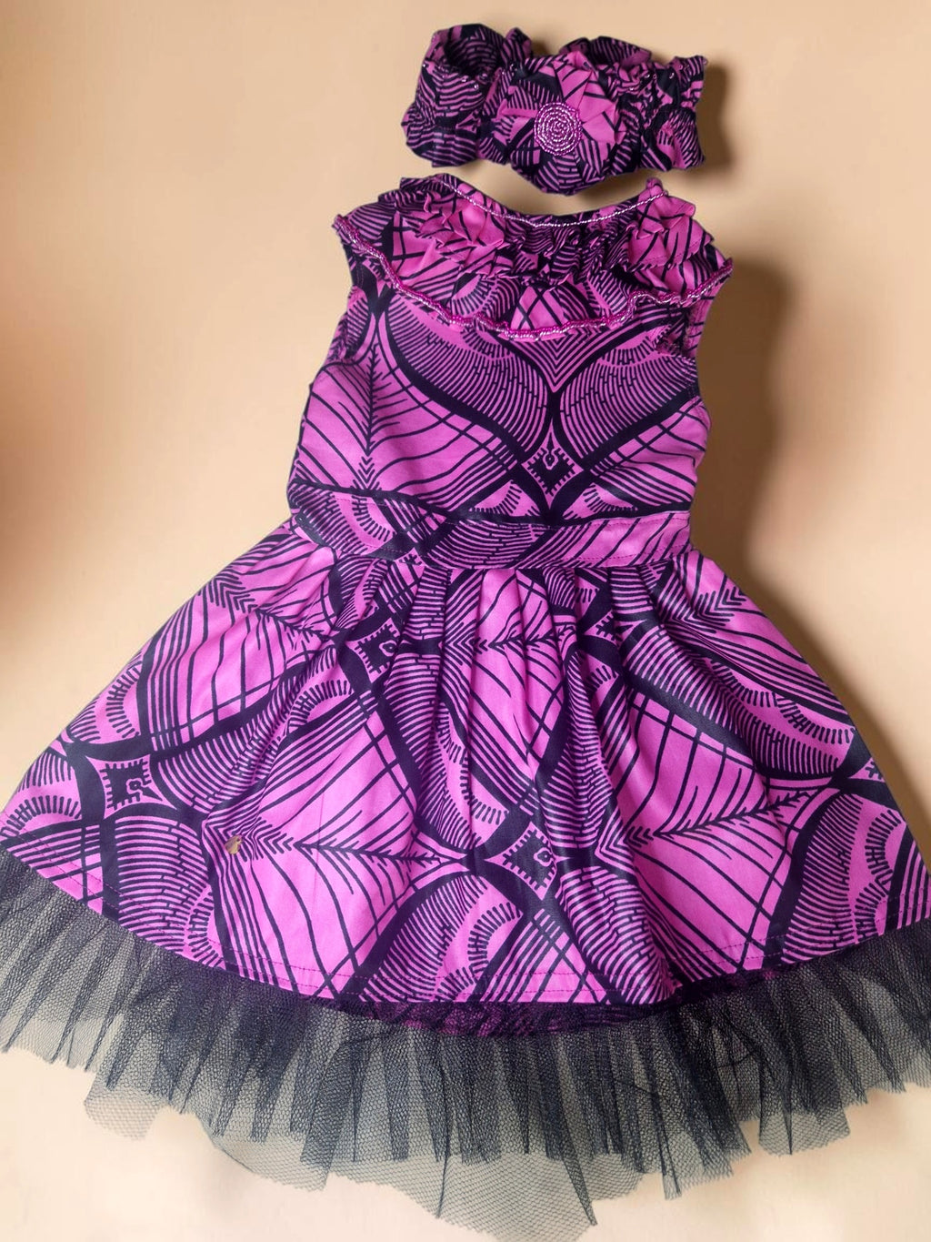 Hot Pink African Print Baby Dress with Matching Headband | 12–18 Months(549 kr)