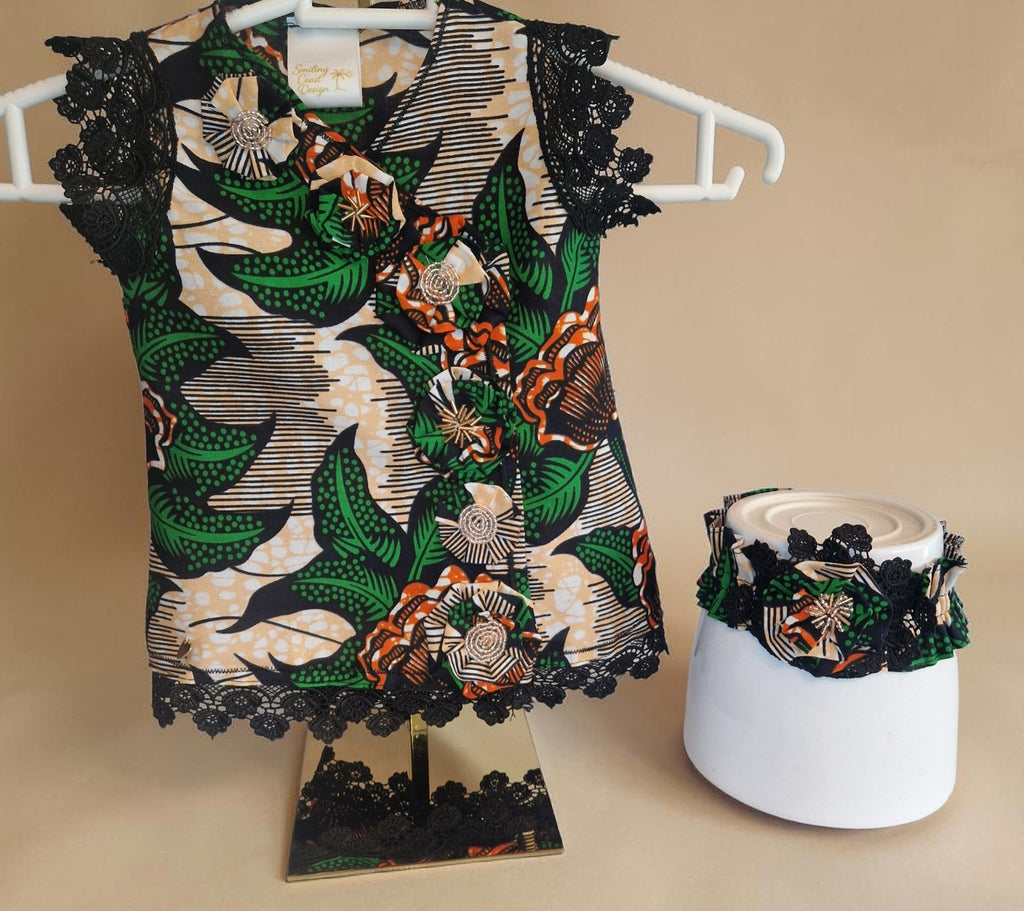 African waxprint Baby Dress & Headband(449kr)
