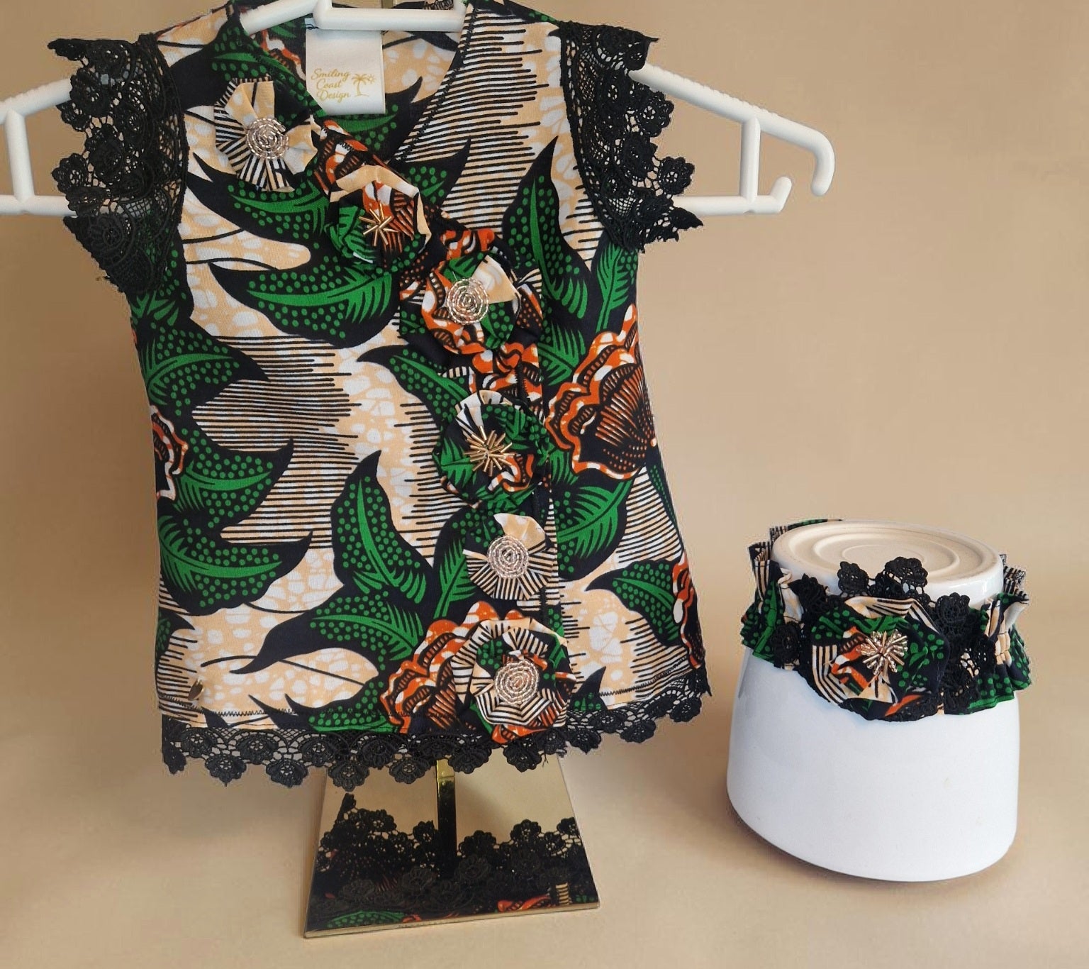 African waxprint Baby Dress & Headband(449kr)