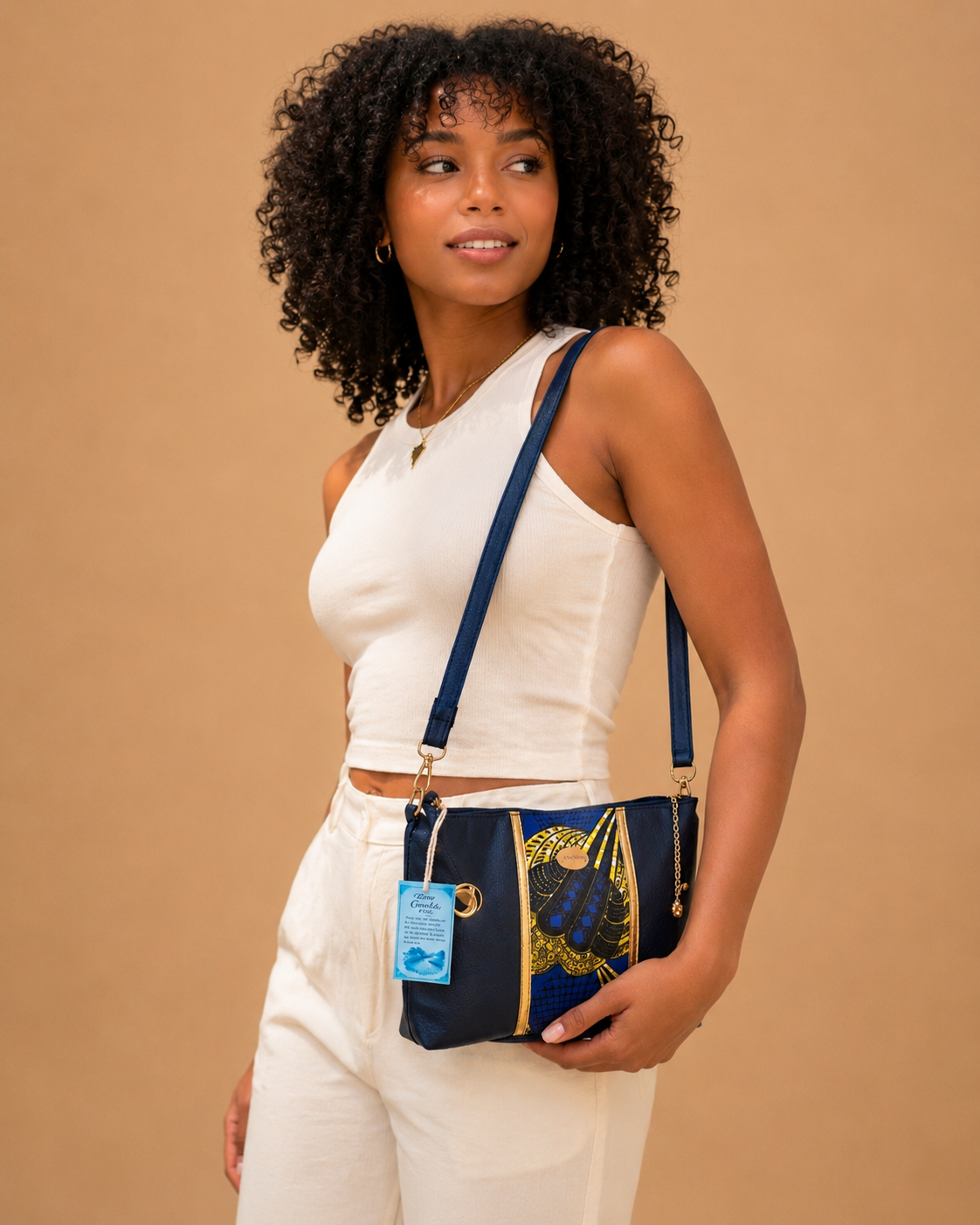 African waxprint/Vegan Leather Shoulder Bag (895 kr)