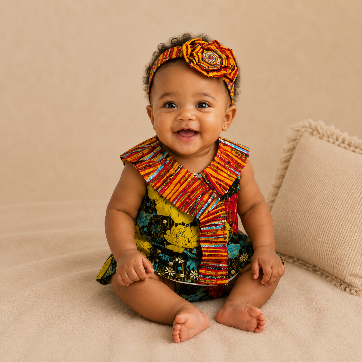 African Wax Print Baby Dress & Headband Set (429 kr)