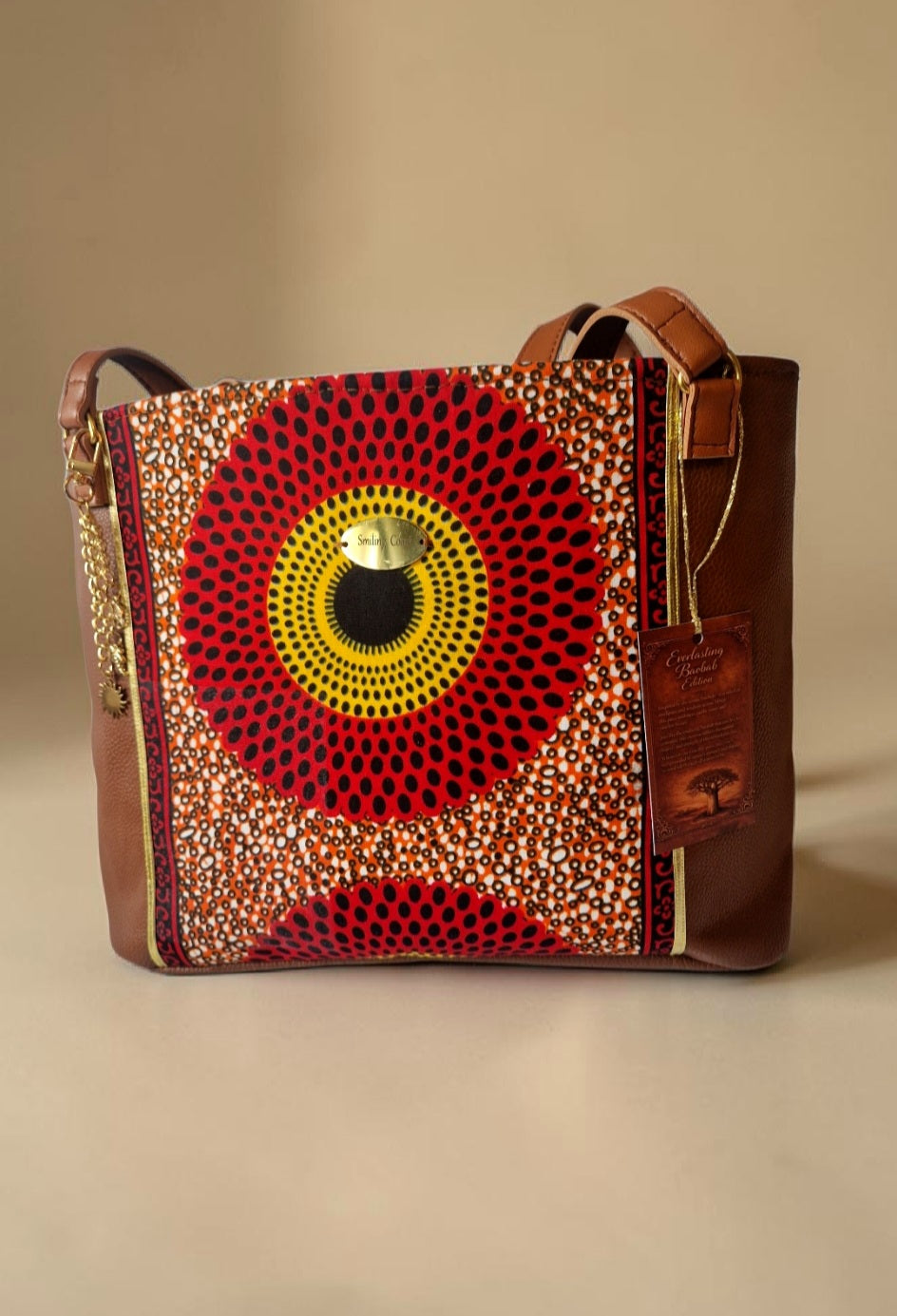 African waxprint/Vegan lether totebag(1395 kr)