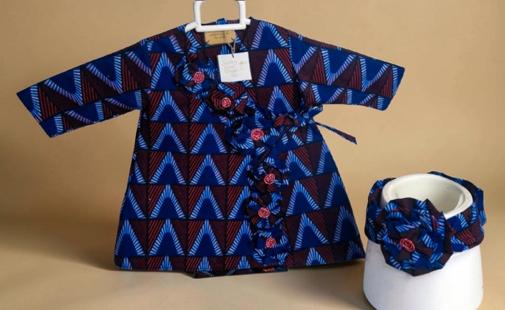 African waxprint Pearl Baby Dress & Headband Set(399 kr)