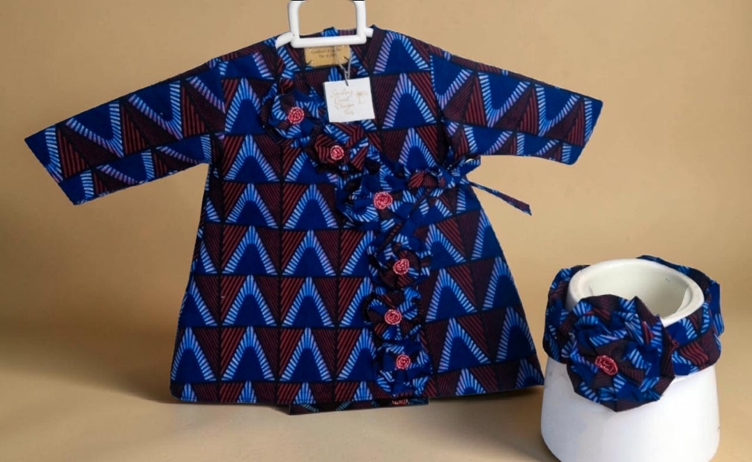 African waxprint Pearl Baby Dress & Headband Set(399 kr)