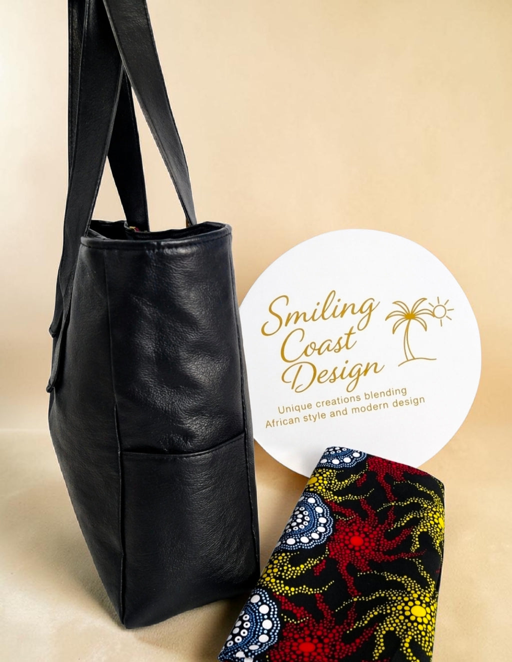 African waxprint/Vegan Leather Shopper bag (995 kr)