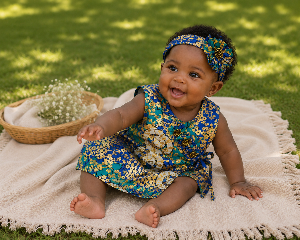 African waxprint Baby Dress & Headband Set (349 kr)