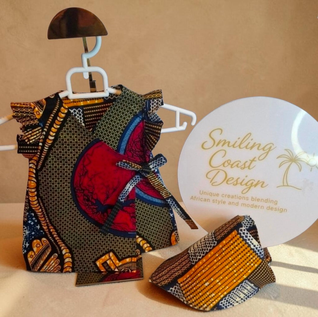 African Wax Print Baby Dress and Headwrap Set (349 kr)