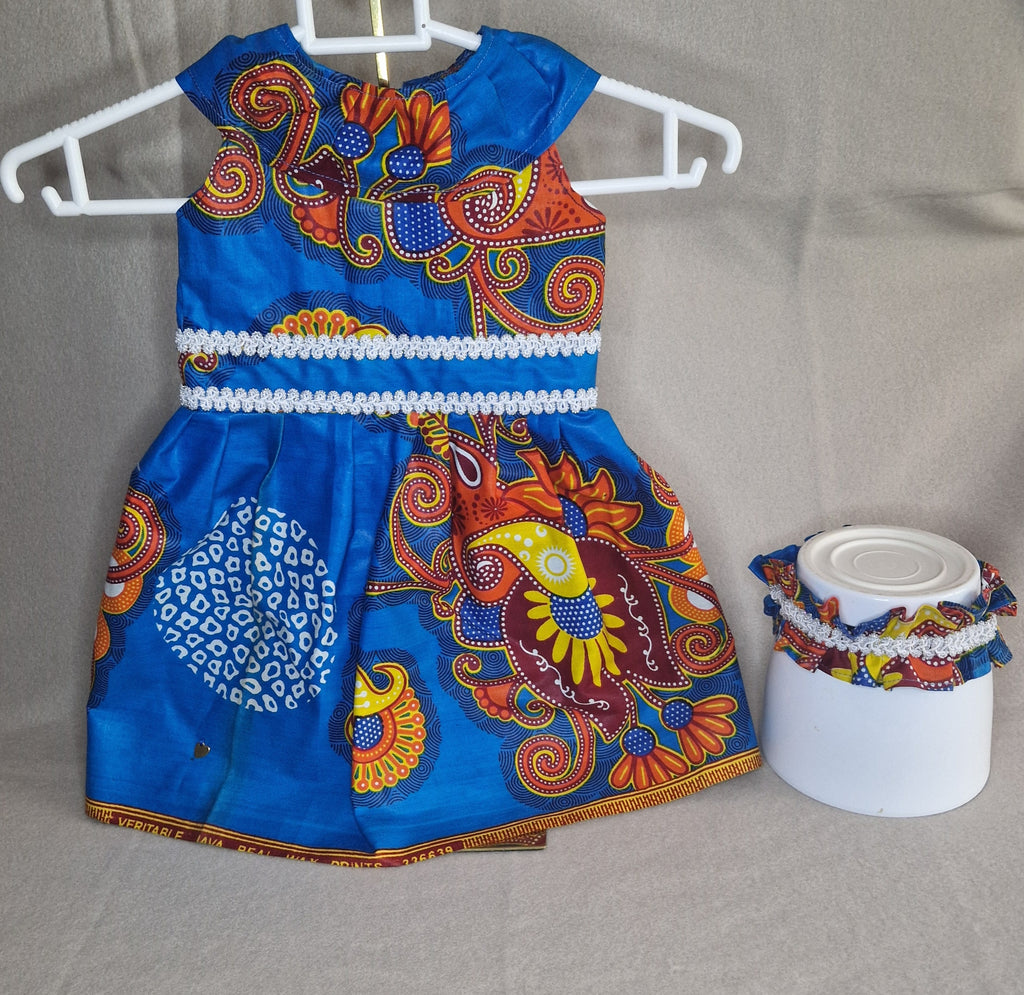 African Baby Dress – 12 Months | Blue Wax Print Dress(499kr)