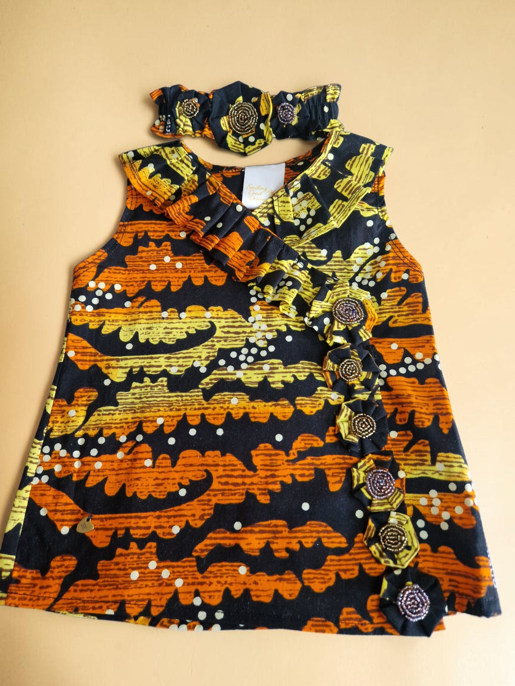 African Baby Dress with Matching Floral Headband | 2–4 Months(429kr)