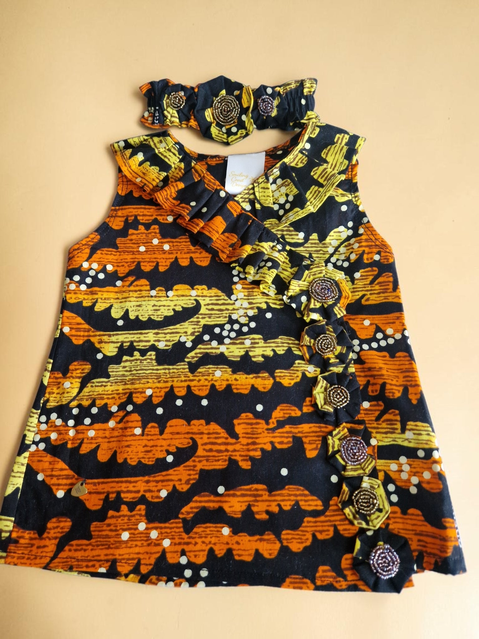 African Baby Dress with Matching Floral Headband | 2–4 Months(429kr)