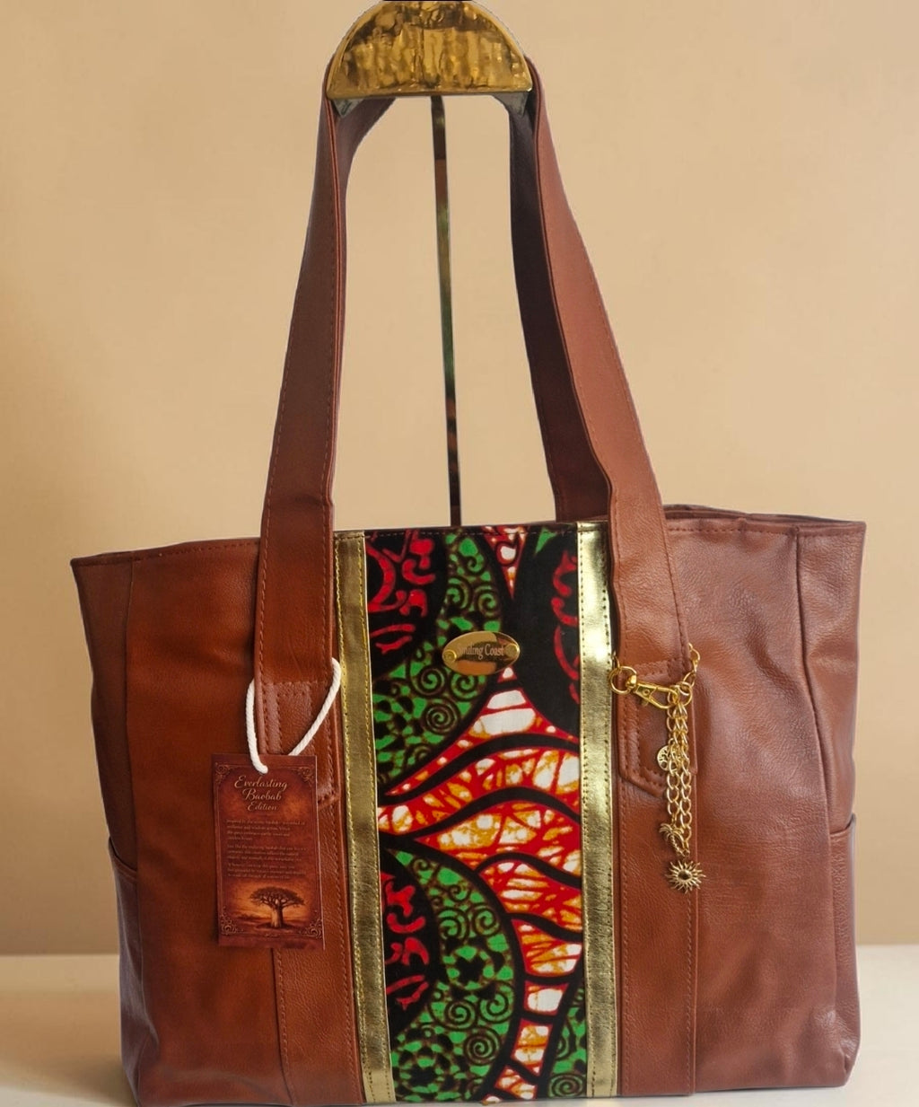 African Waxprint/Vegan Leather Shopper bag (1295 kr)