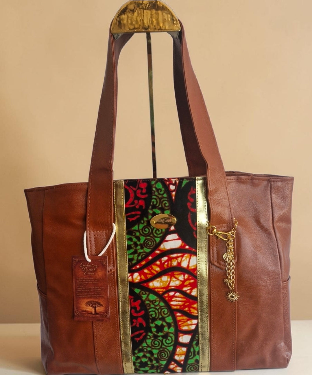 African Waxprint/Vegan Leather Shopper bag (1295 kr)