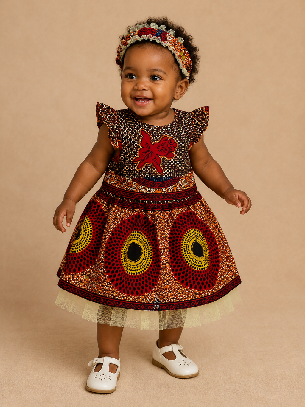 African Wax Print Toddler Dress with Matching Headband – 12–18 Months(549 kr)