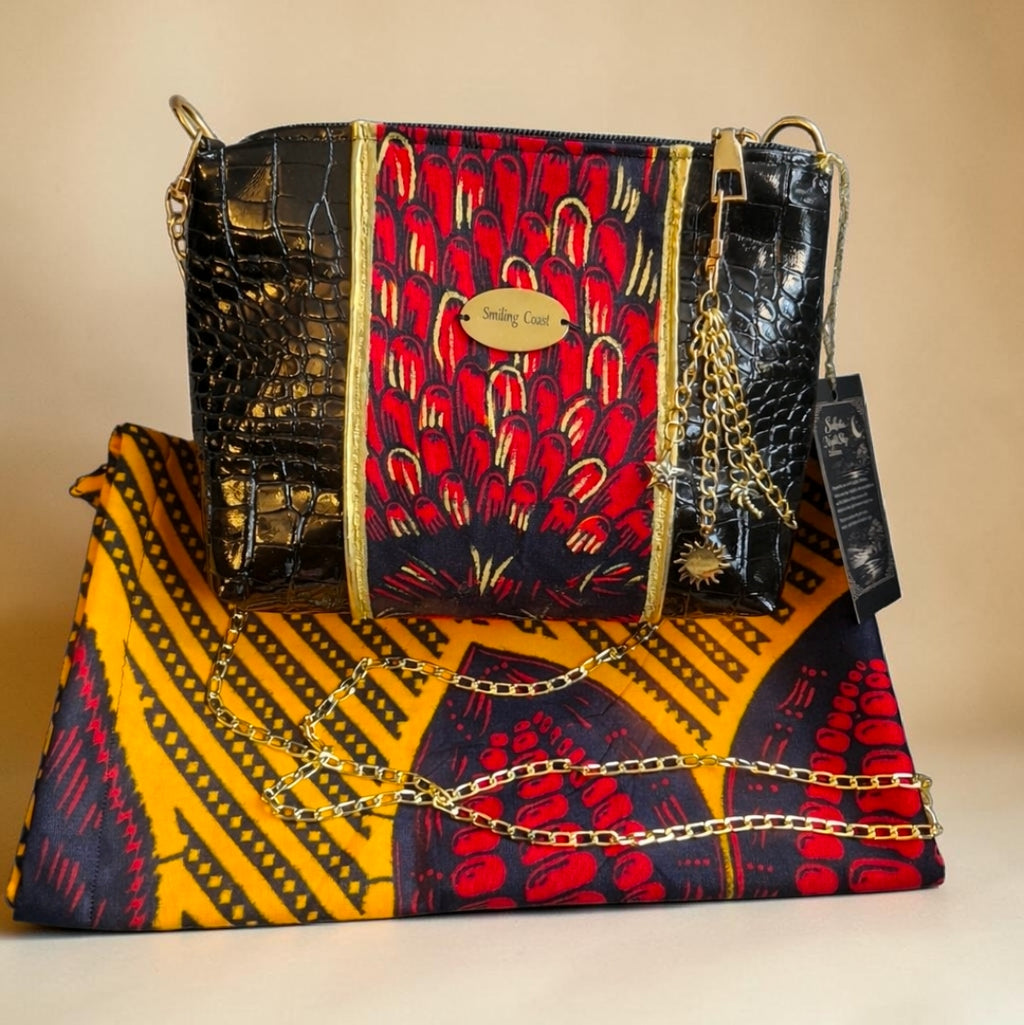 African waxprint & Croco Crossbody Bag (695kr)