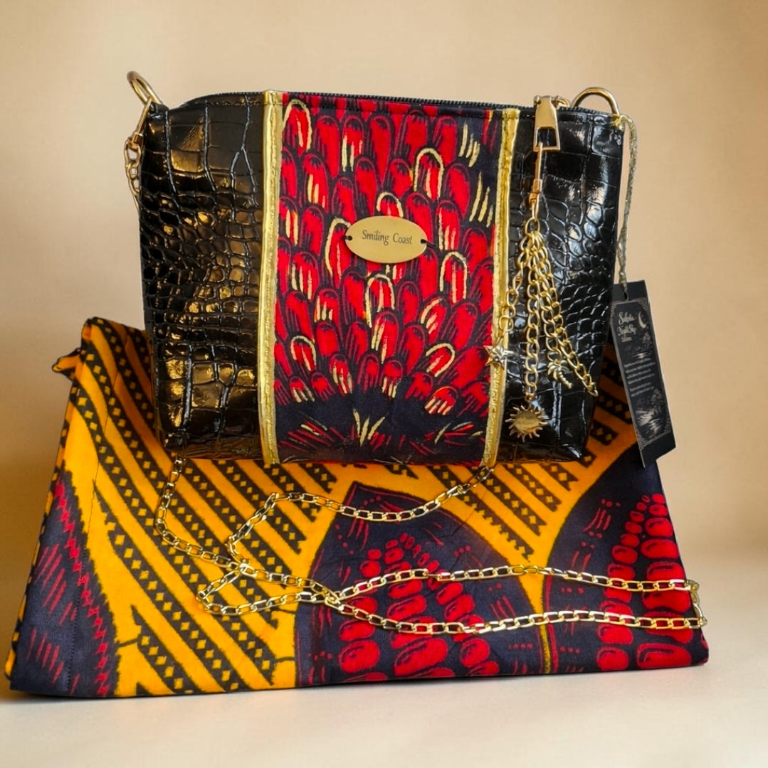 African waxprint & Croco Crossbody Bag (695kr)