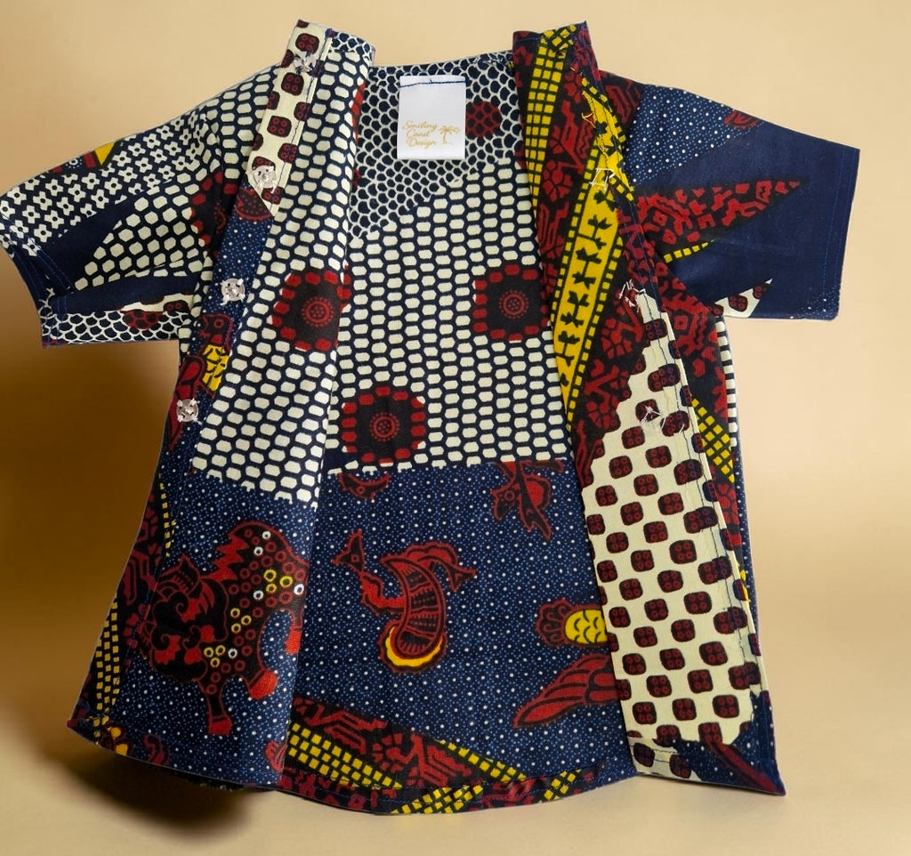 African Baby Outfit Set – Wax Print Shirt & Shorts (429 kr)