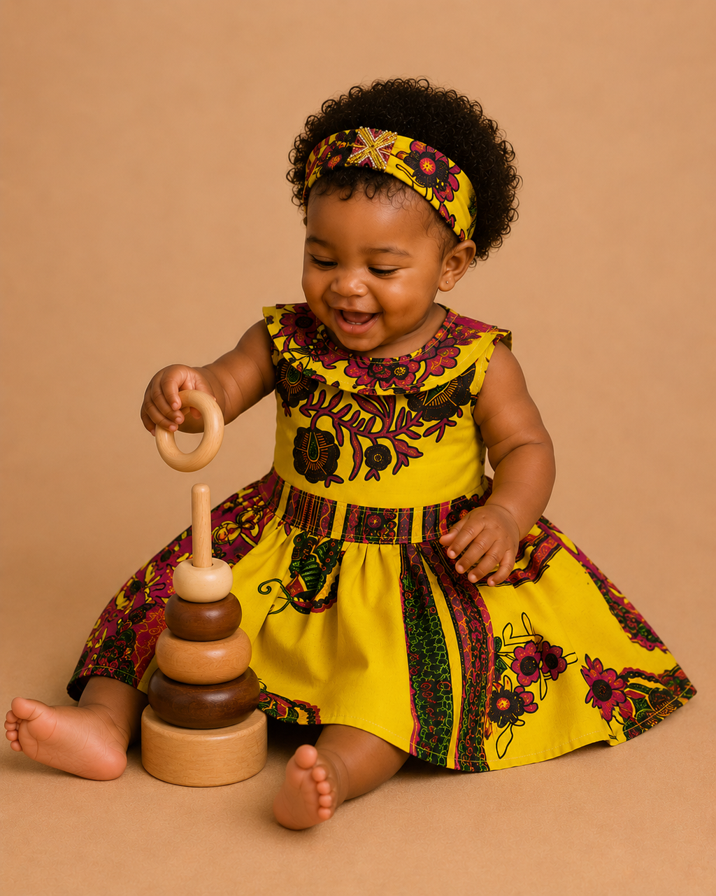 African waxprint baby dress and headband/ Size 12-18 months(499 kr)