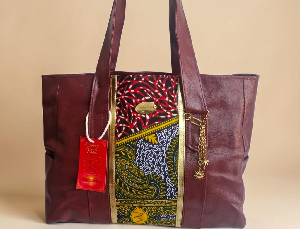 African waxprint/Vegan Leather -Shopper bag (995 kr)