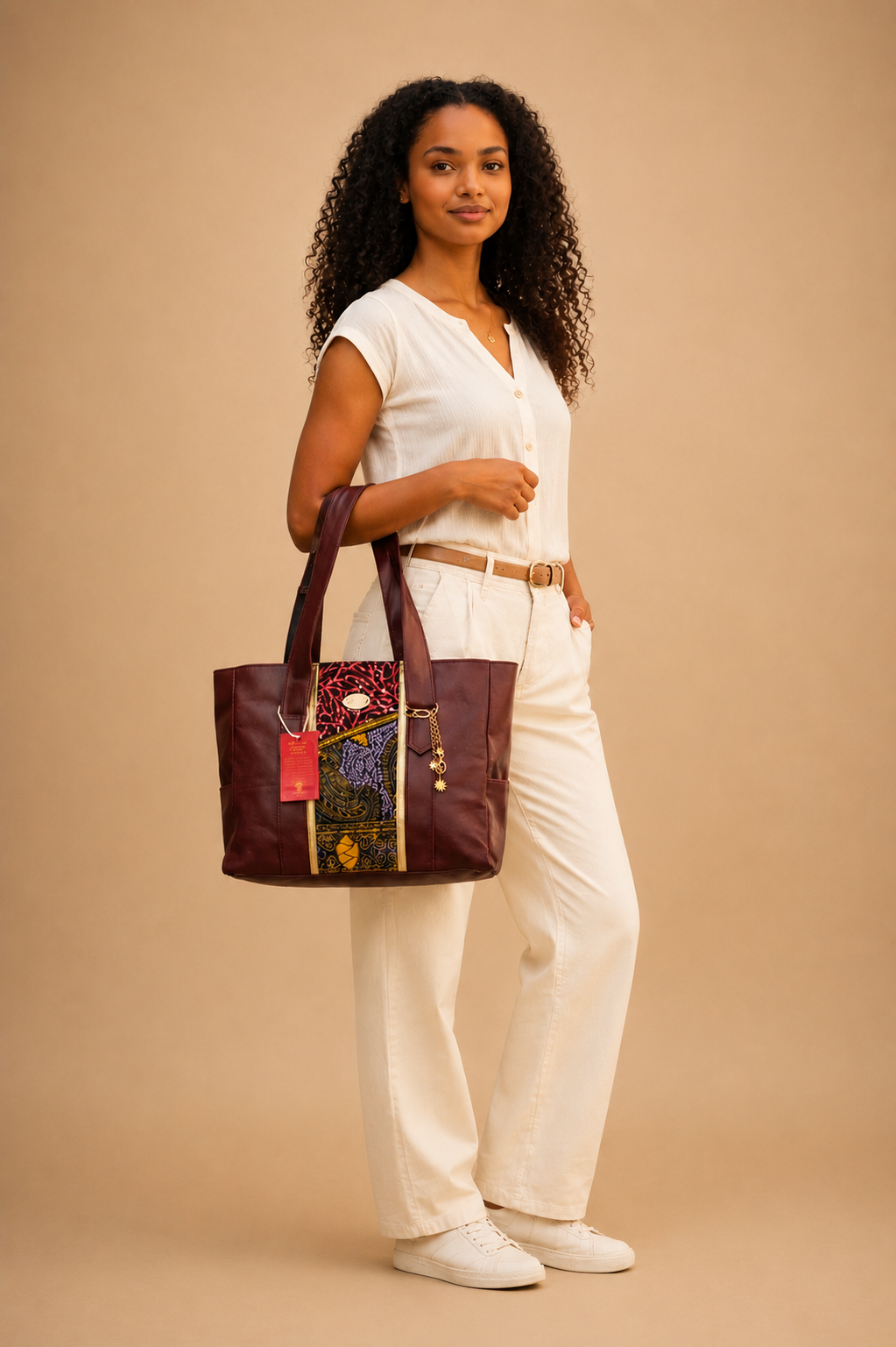 African waxprint/Vegan Leather -Shopper bag (995 kr)
