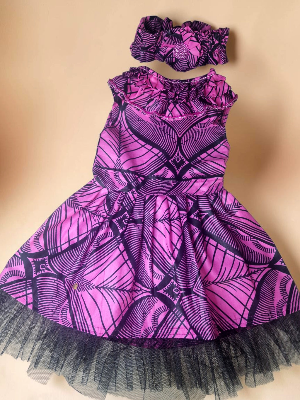 Hot Pink African Print Baby Dress with Matching Headband | 12–18 Months(549 kr)