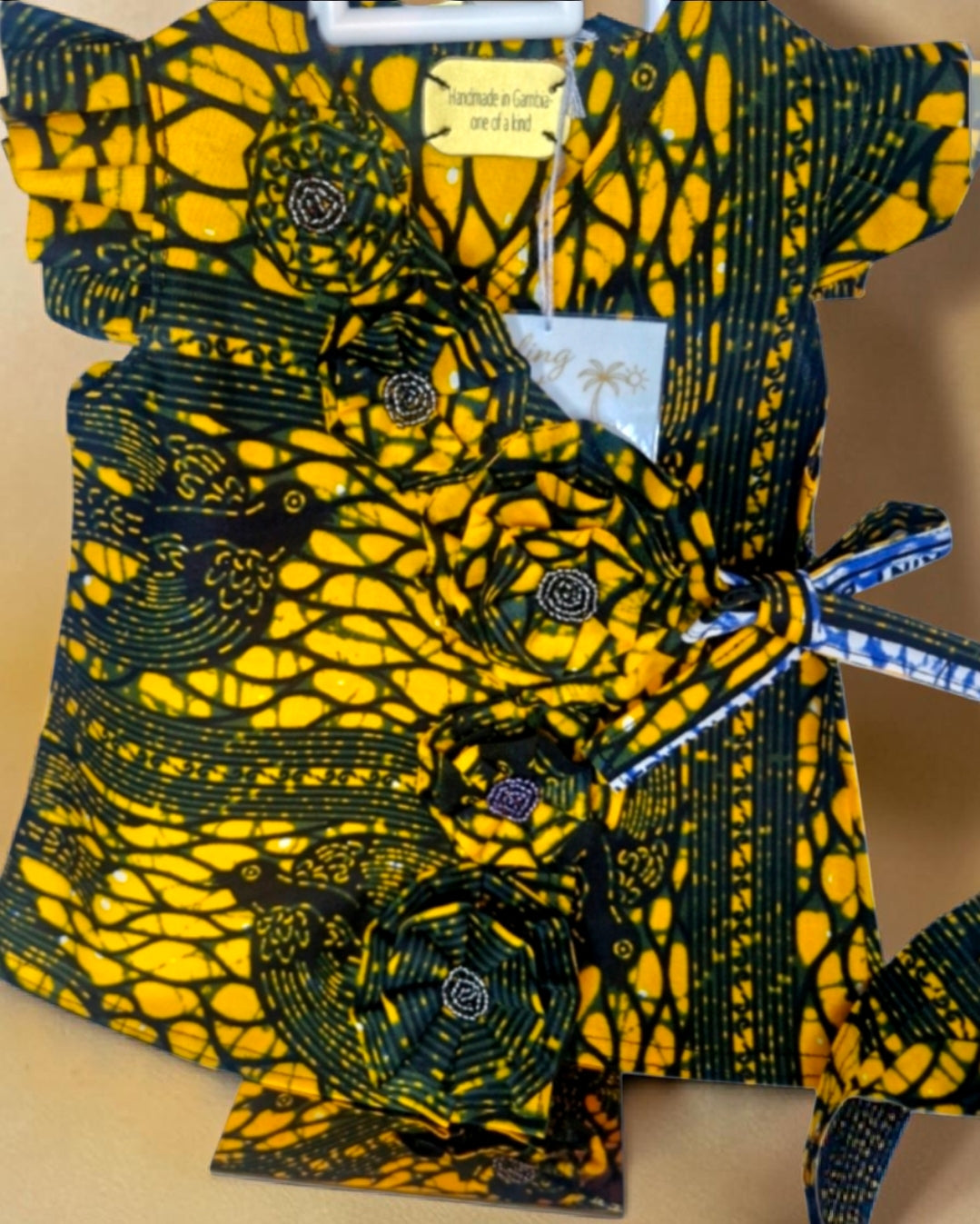 African waxprint Baby Pearl Dress & Headband Set(399kr)