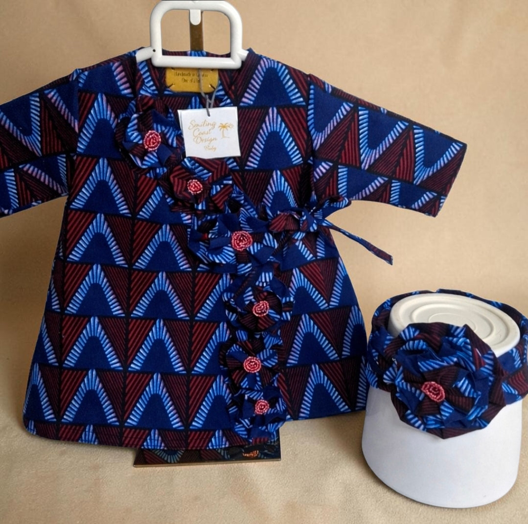 African waxprint Pearl Baby Dress & Headband Set(399 kr)