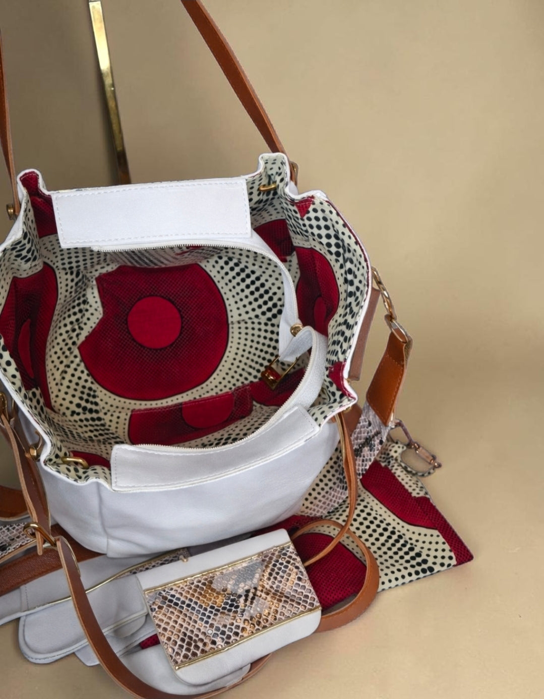 Snakeskinprint Handbag Set (995 kr)