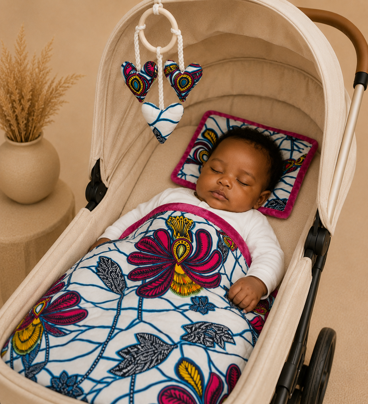 African waxprint/Baby Stroller Set (995 kr)