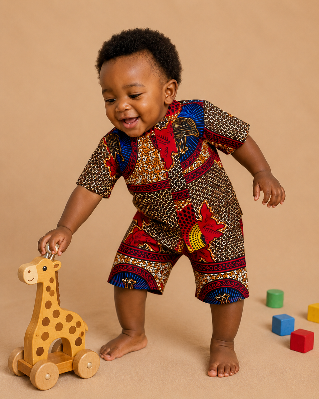 African Wax Print Shirt & Shorts Set – 12–18 Months(549 kr)