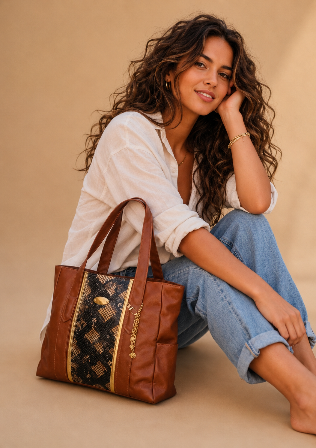 Snakeskin-print/ Vegan Leather -Shopper bag (1295 kr)