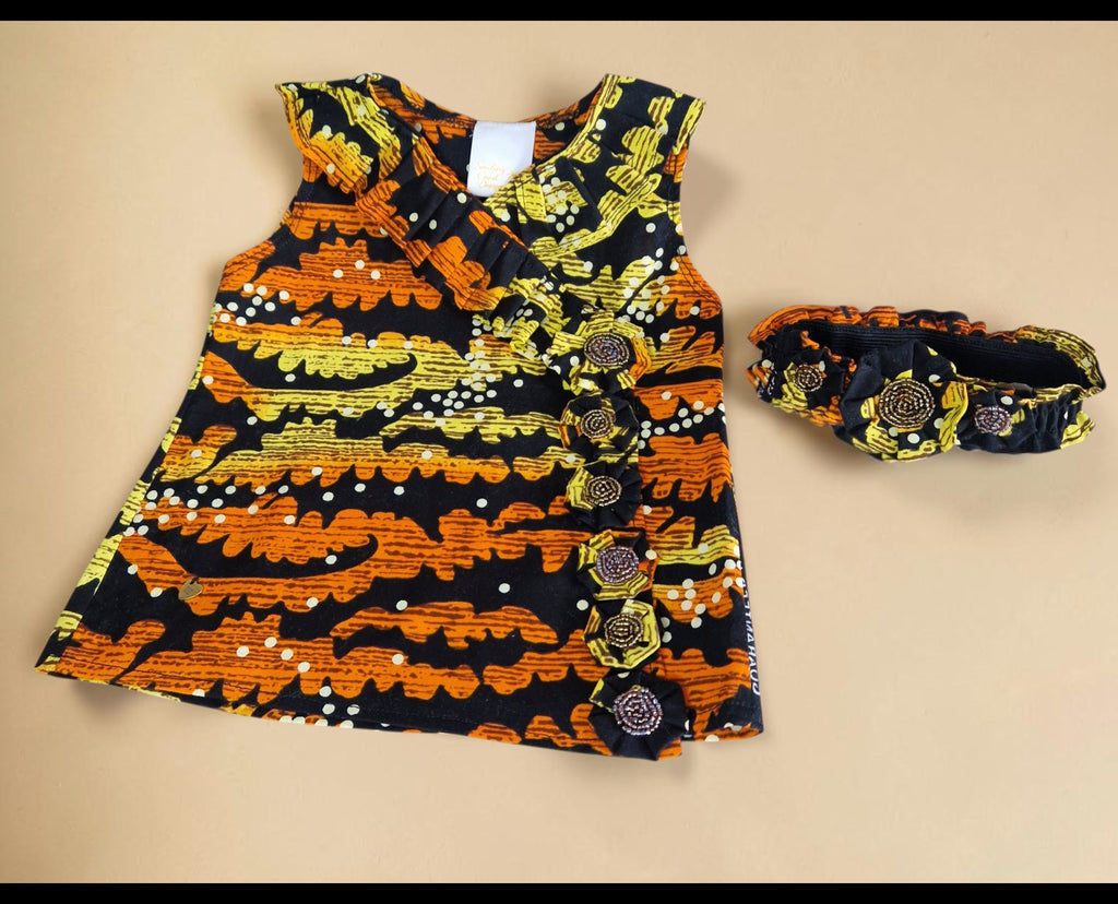 African Baby Dress with Matching Floral Headband | 2–4 Months(429kr)