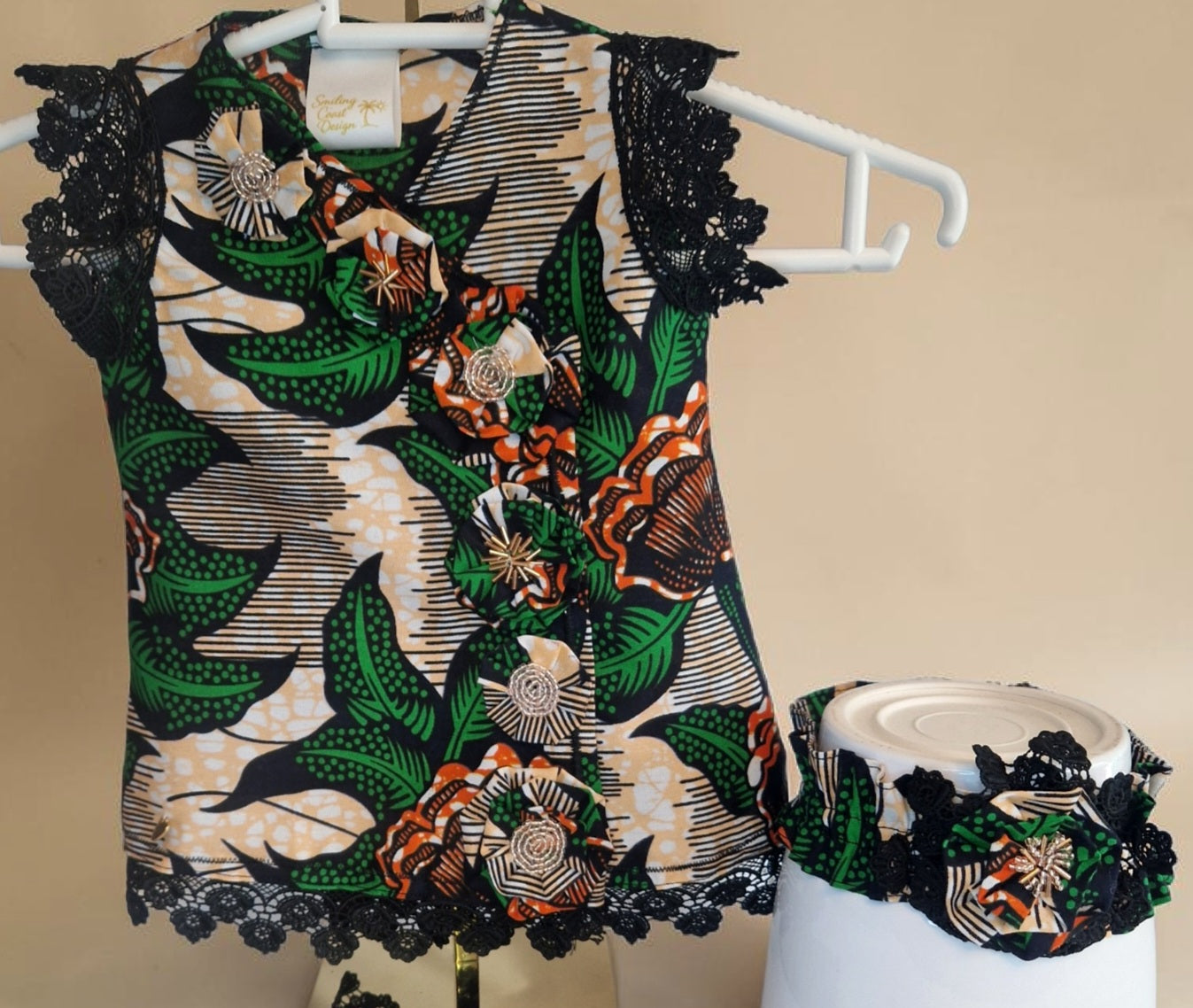 African waxprint Baby Dress & Headband(449kr)