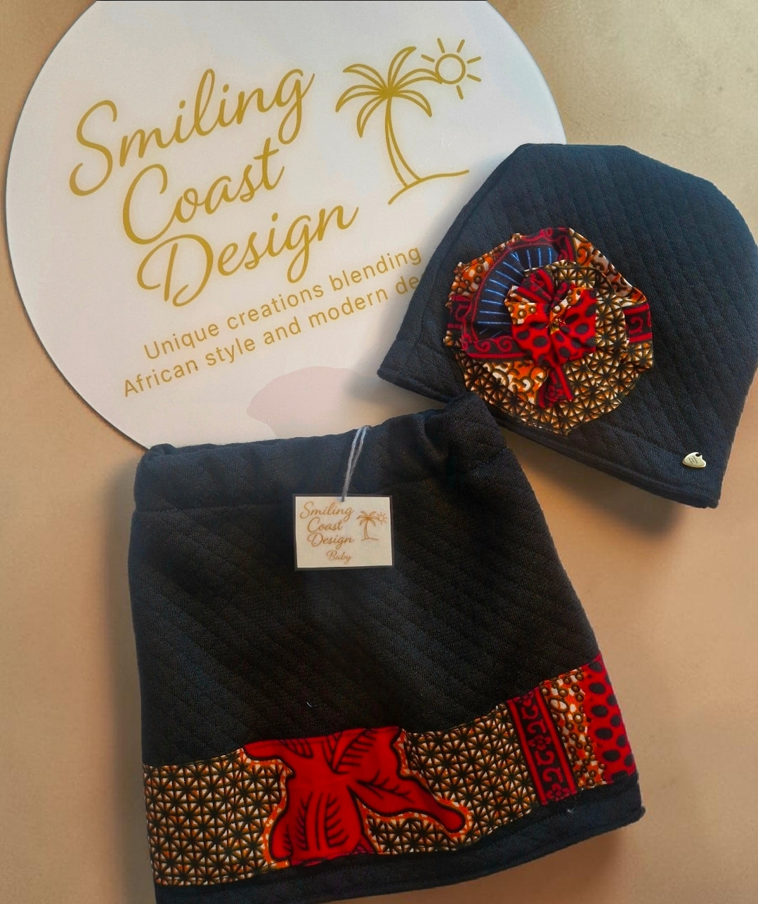 African Wax Print Baby Skirt & Hat Set (399 kr)