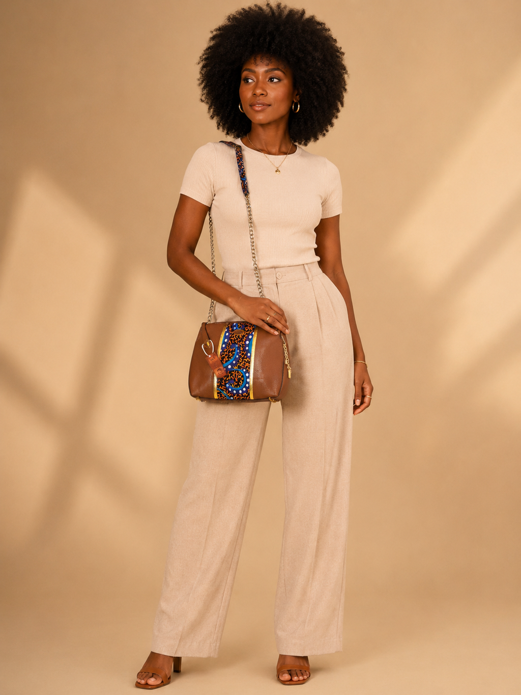 African waxprint/Vegan Leather Shoulder Bag (995 kr)