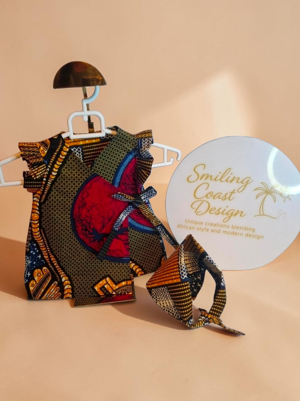 African Wax Print Baby Dress and Headwrap Set (349 kr)
