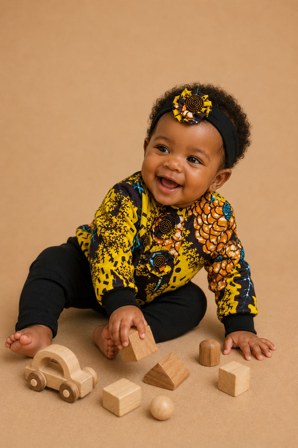 African Waxprint Baby Jacket & Headband Set Size 62 (499kr)