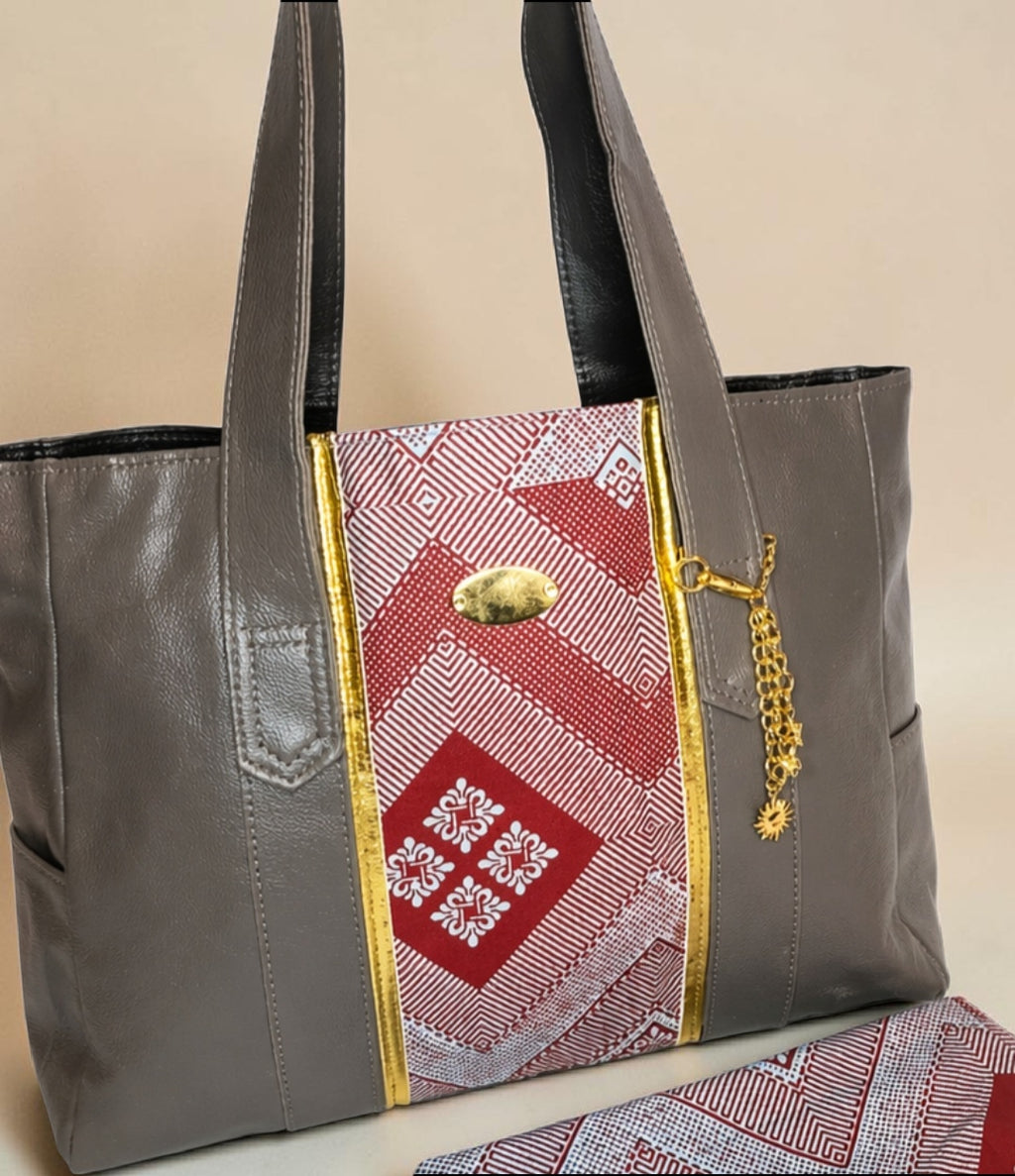 African waxprint/Vegan Leather -Shopper bag (995 kr)