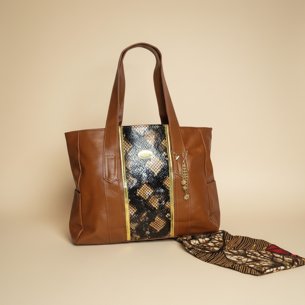 Snakeskin-print/ Vegan Leather -Shopper bag (1295 kr)