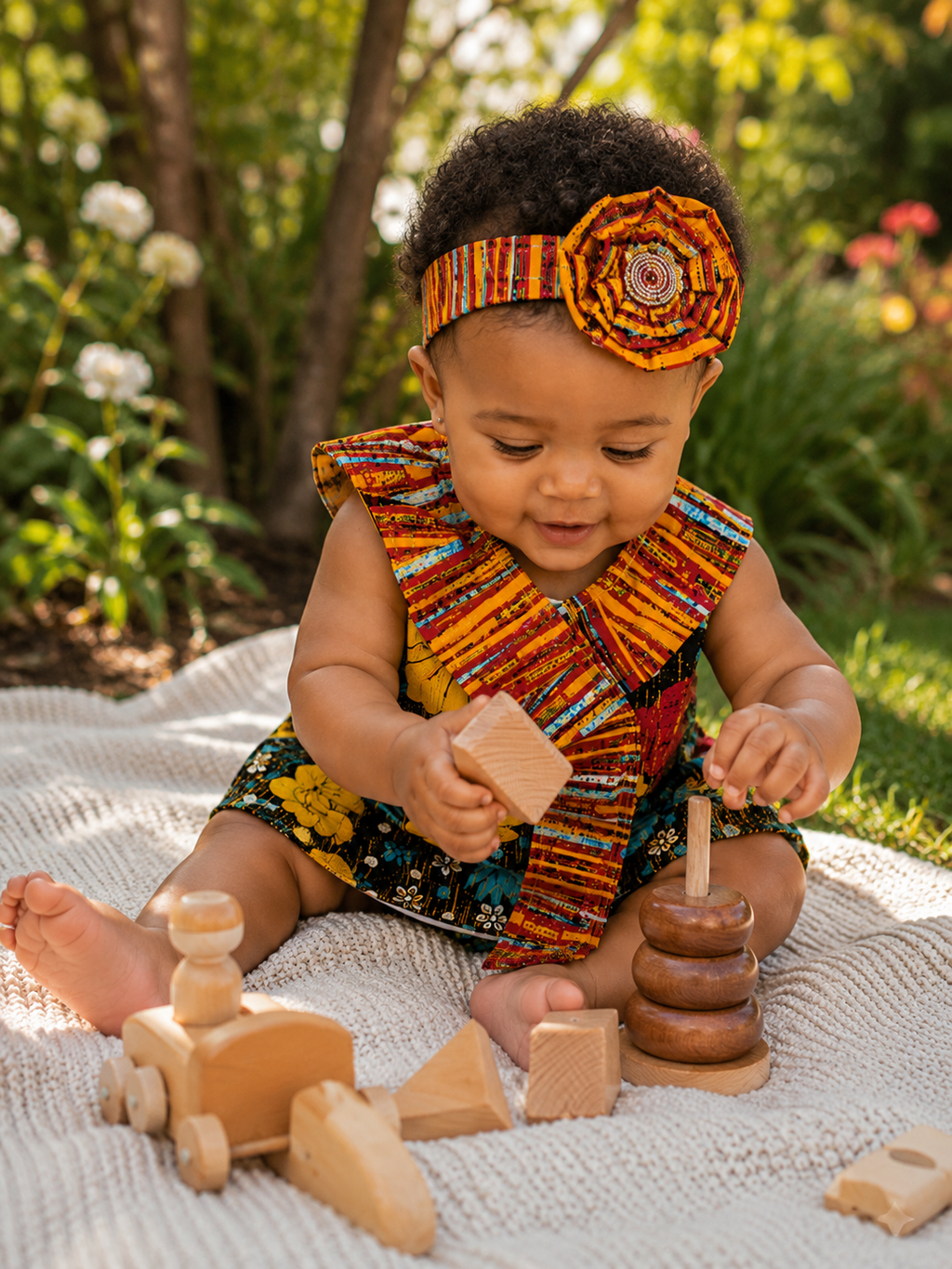 African Wax Print Baby Dress & Headband Set (429 kr)