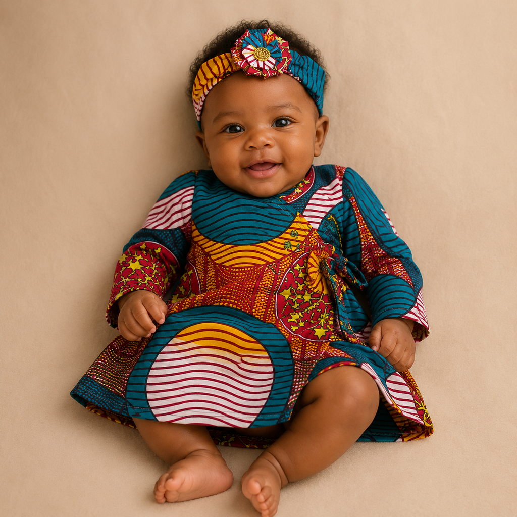 African Waxprint Baby Dress & Headband Set (399 kr)