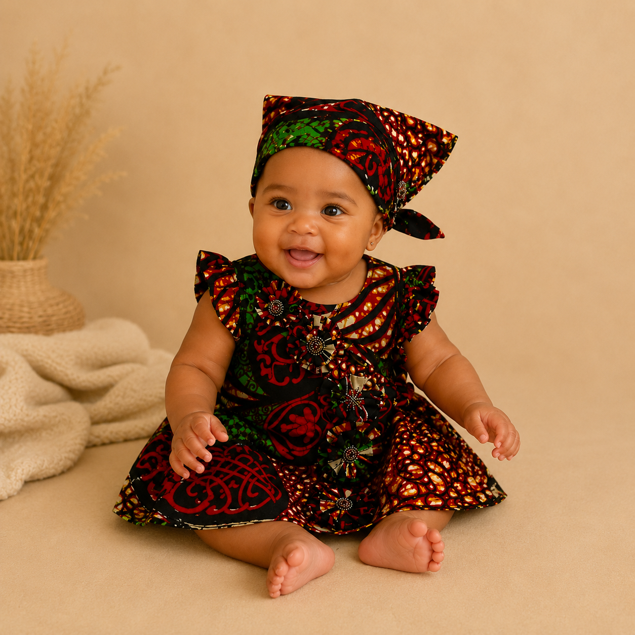 African waxprint Baby dress & Headband Set (399 kr)